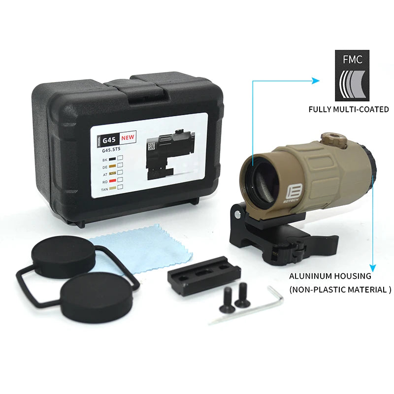 Tactical G33 G43 3X Magnifier Sight Scope & G45 5X Magnifier - Flip to Side Mount for 558 556 553 Holographic Reflex Red Dot Sights - Perfect for Hunting, Shooting Range & Tactical Training