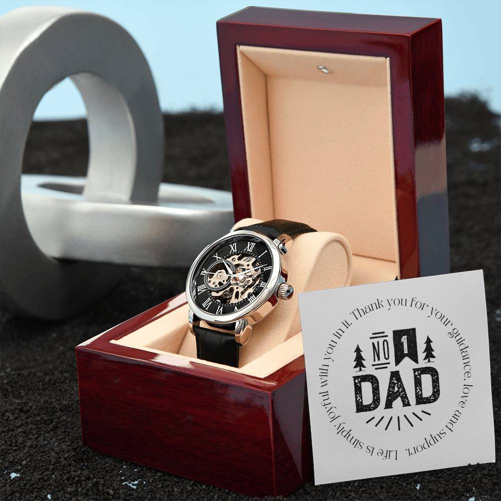 Openwork Men's Watch - Elegant Father's Day & Birthday Gift for Dad from Daughter or Son | Perfect for Business, Casual Wear & Special Occasions