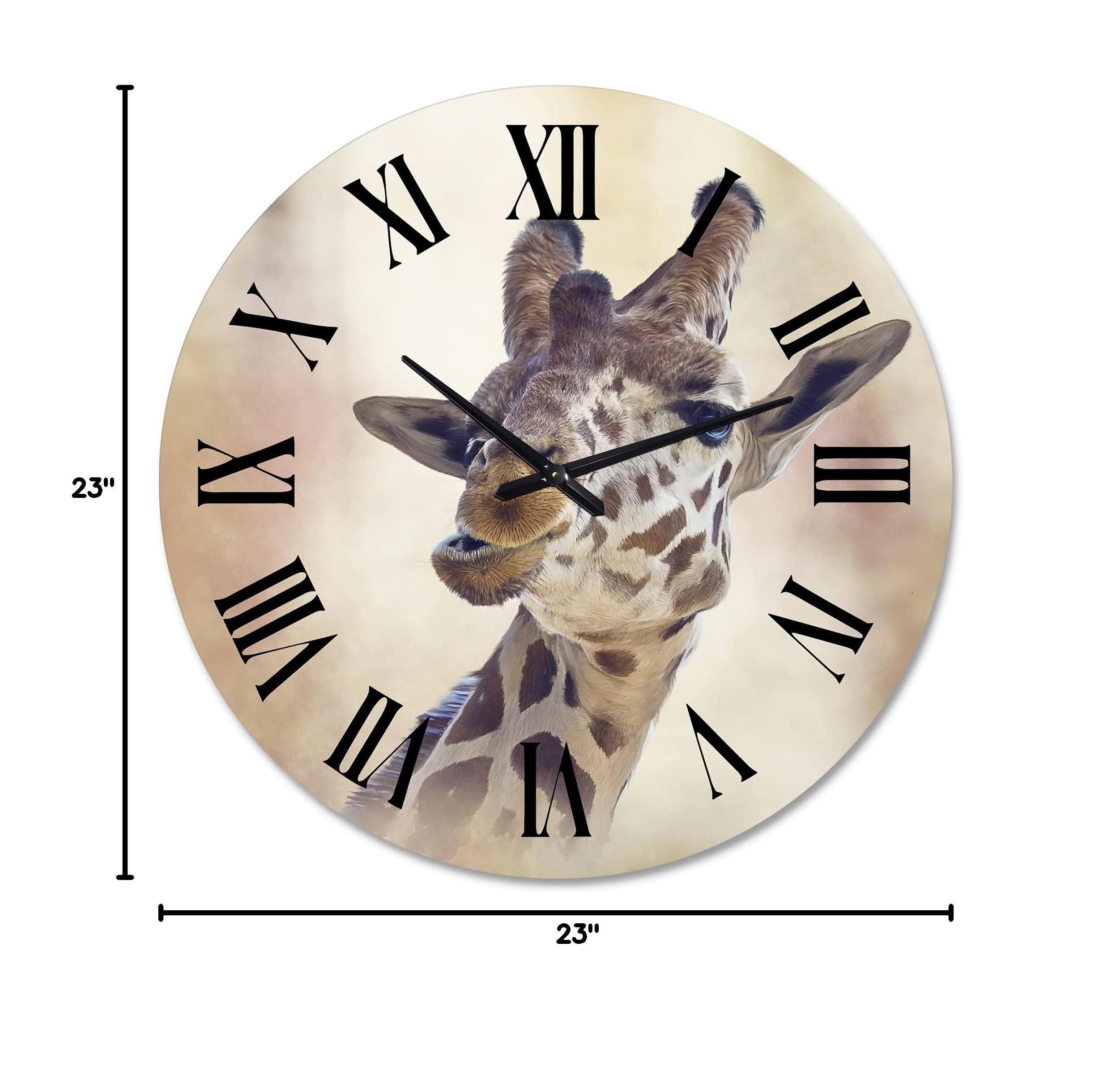 Farmhouse Wall Clock with Giraffe Portrait - Large Animal Wall Clock for Home & Office Decor | Perfect for Living Room, Bedroom, or Workspace