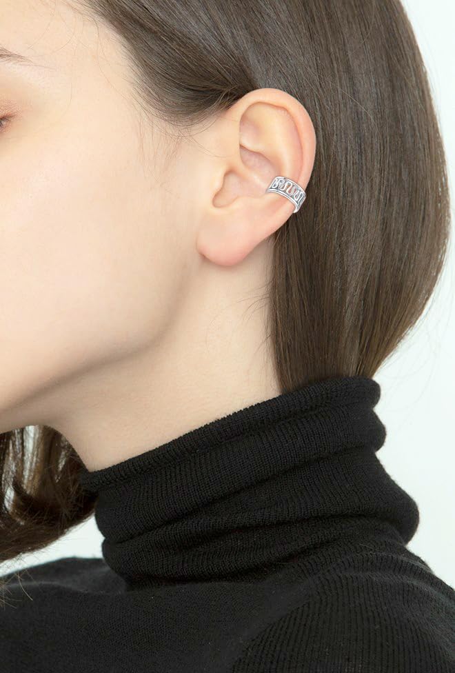 JFORYOU Stainless Steel Fake Helix Ear Cuff - Clip On Cartilage Earrings for Men & Women, Non-Piercing Adjustable Lip Ring Wrap - Perfect for Parties, Concerts & Everyday Fashion Accessories