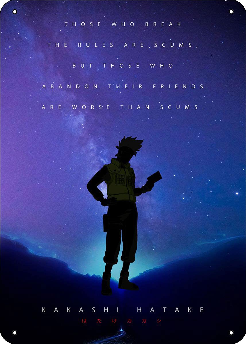 Naruto Anime Quote Poster - Kakashi Metal Tin Sign 8x12 Inch - Perfect for Anime Room Decor, Gaming Room Wall Art & Manga Lover Gifts