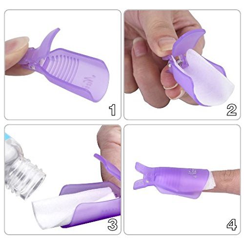 10 Pcs Purple Plastic Nail Clip UV Gel Polish Remover Wraps - Soak Off Nail Art Caps for Professional & Home Manicure - Perfect for Salon, DIY Nail Care & Gel Removal