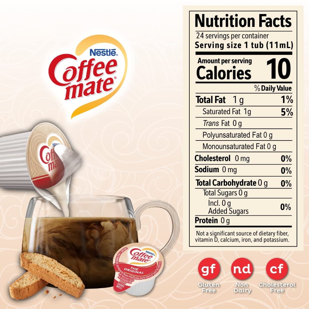 Nestle Coffee Mate Creamer Cups - Gluten Free, Lactose Free, Non Dairy Creamer (48 Count, 4 Pack) - Perfect for Office, Travel & Home Coffee Brewing