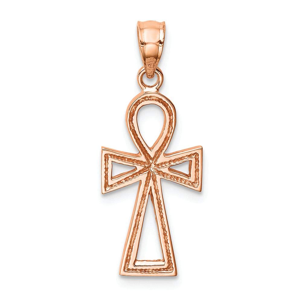 14K Rose Gold Polished Ankh Charm Pendant - Egyptian Symbol Necklace for Women, Spiritual Jewelry Gift for Her - Perfect for Meditation, Yoga & Boho Fashion