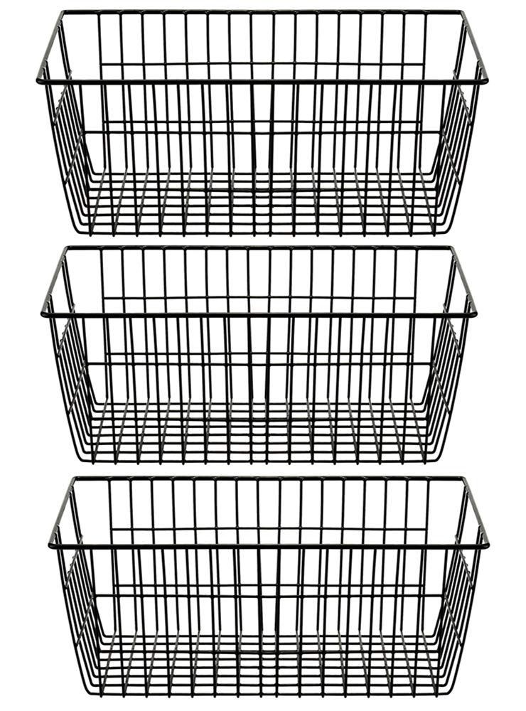 SANNO 3-Pack Black Wire Storage Baskets - 15.7