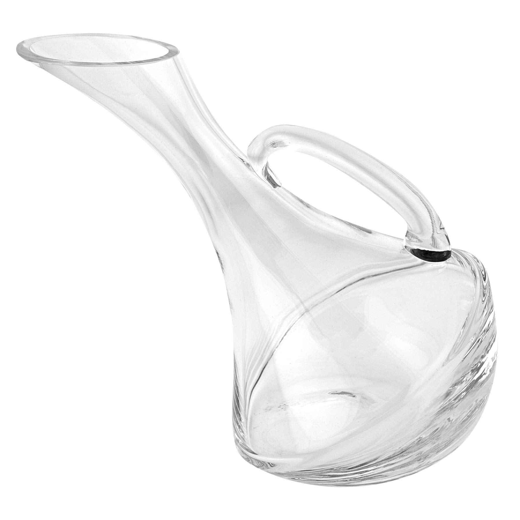 Premium Clear Crystal Glass Wine Decanter Carafe - 32 Oz Leaning Pitcher for Red & White Wine - Perfect for Dinner Parties, Gifts & Home Bar Accessories