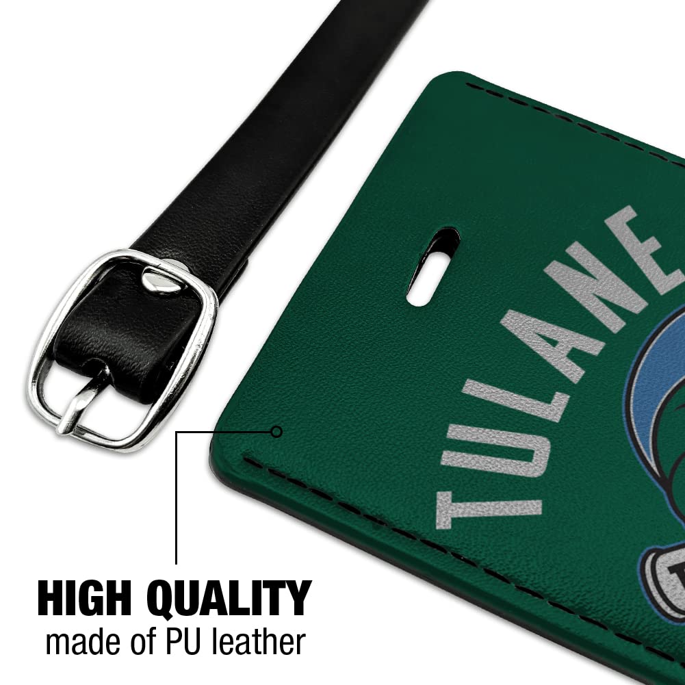 Tulane University Green Wave Rectangle Leather Luggage Tag - Durable Carry-On ID Tag for Travel Bags & Suitcases | Perfect for College Students, Alumni & Fans