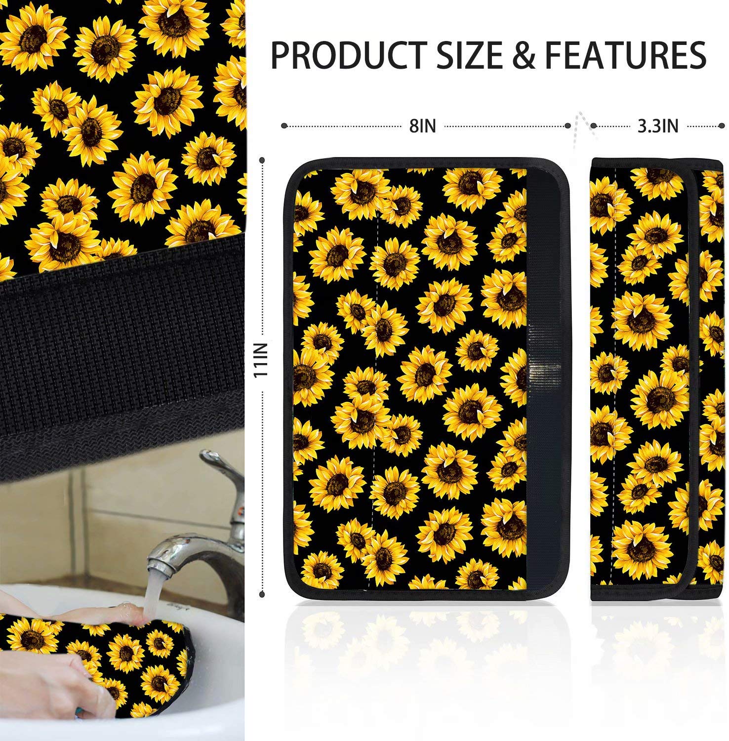 Pensura 2-Pack Soft Comfort Car Seat Belt Pads Cover - Hawaiian Style Aqua Flower Print, Universal Shoulder Strap Cushions for Adults - Reduce Pressure & Enhance Driving Comfort for Long Trips, Commuting, and Road Trips