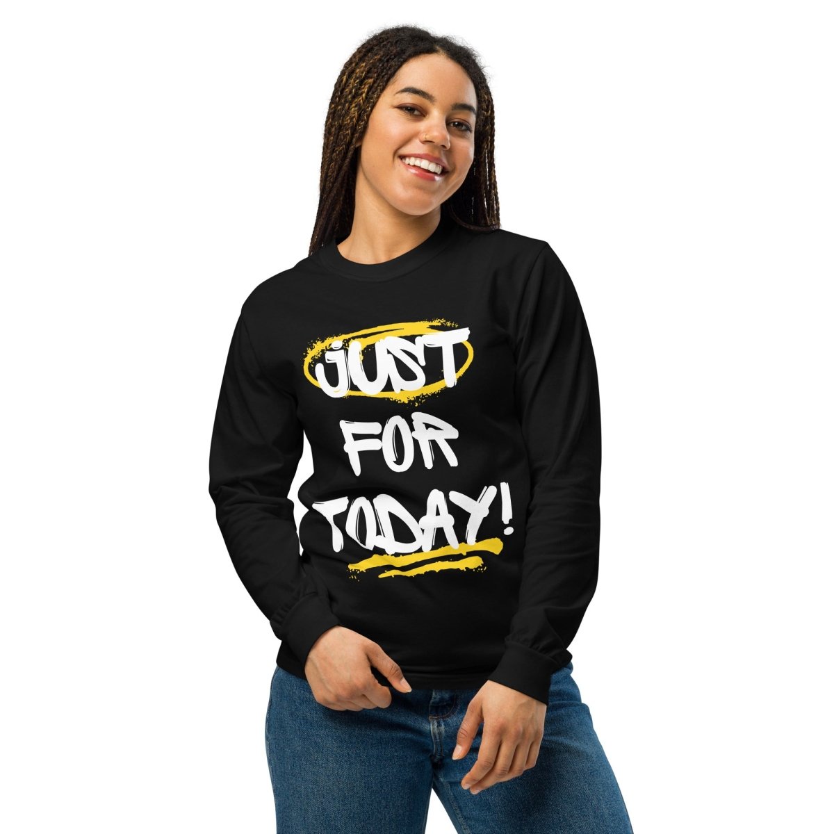 Just For Today Simplicity Unisex Heavyweight Long Sleeve T-Shirt - Comfortable Cotton Tee for Men & Women - Perfect for Casual Wear, Workouts, and Everyday Outfits