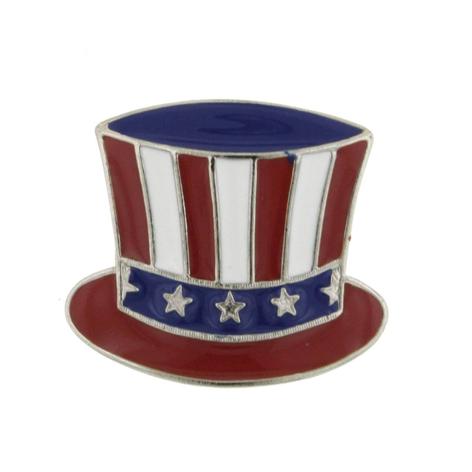 Vintage 1928 Enameled Uncle Sam Hat Brooch Pin - Patriotic Jewelry for 4th of July, Independence Day & Costume Accessories