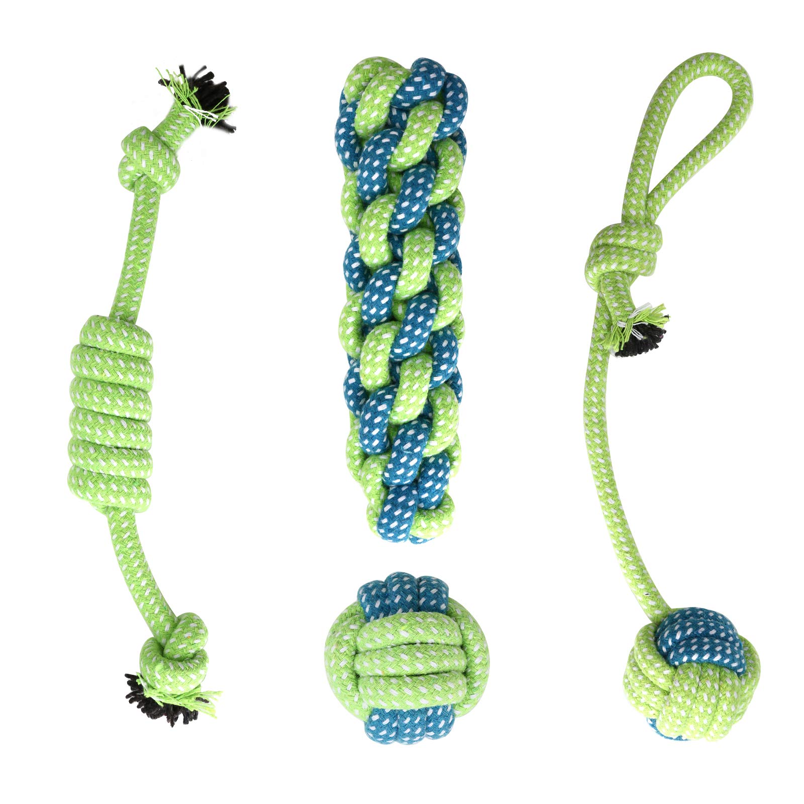**Depets 4PCs Dog Rope Toy Set - Durable Puppy Chew Toys for Small Dogs & Puppies - Assorted Rope Knot Toys for Teething & Playtime - Perfect for Indoor & Outdoor Fun**
