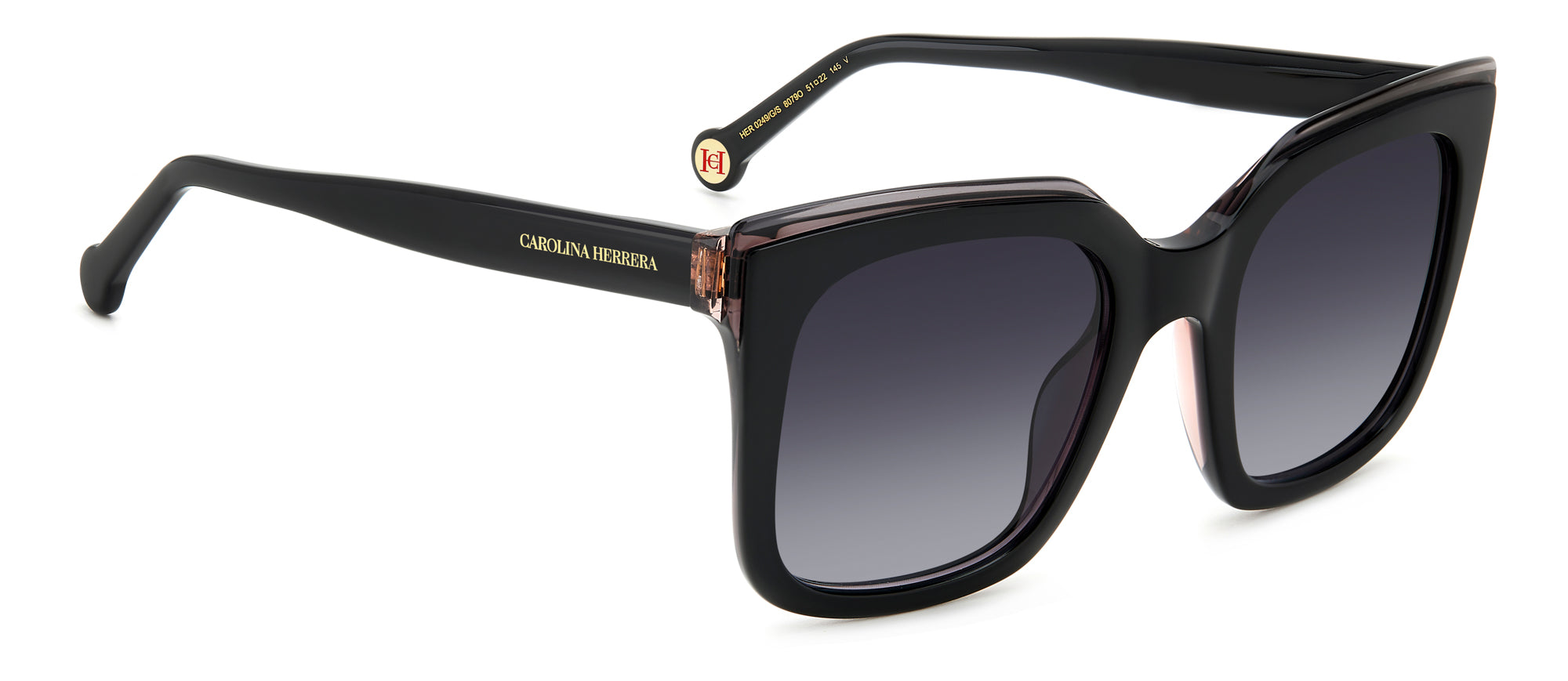 Carolina Herrera HER 0249/G/S Gold-Tone Sunglasses for Women - Luxury Fashion Shades for Everyday Wear & Outdoor Activities