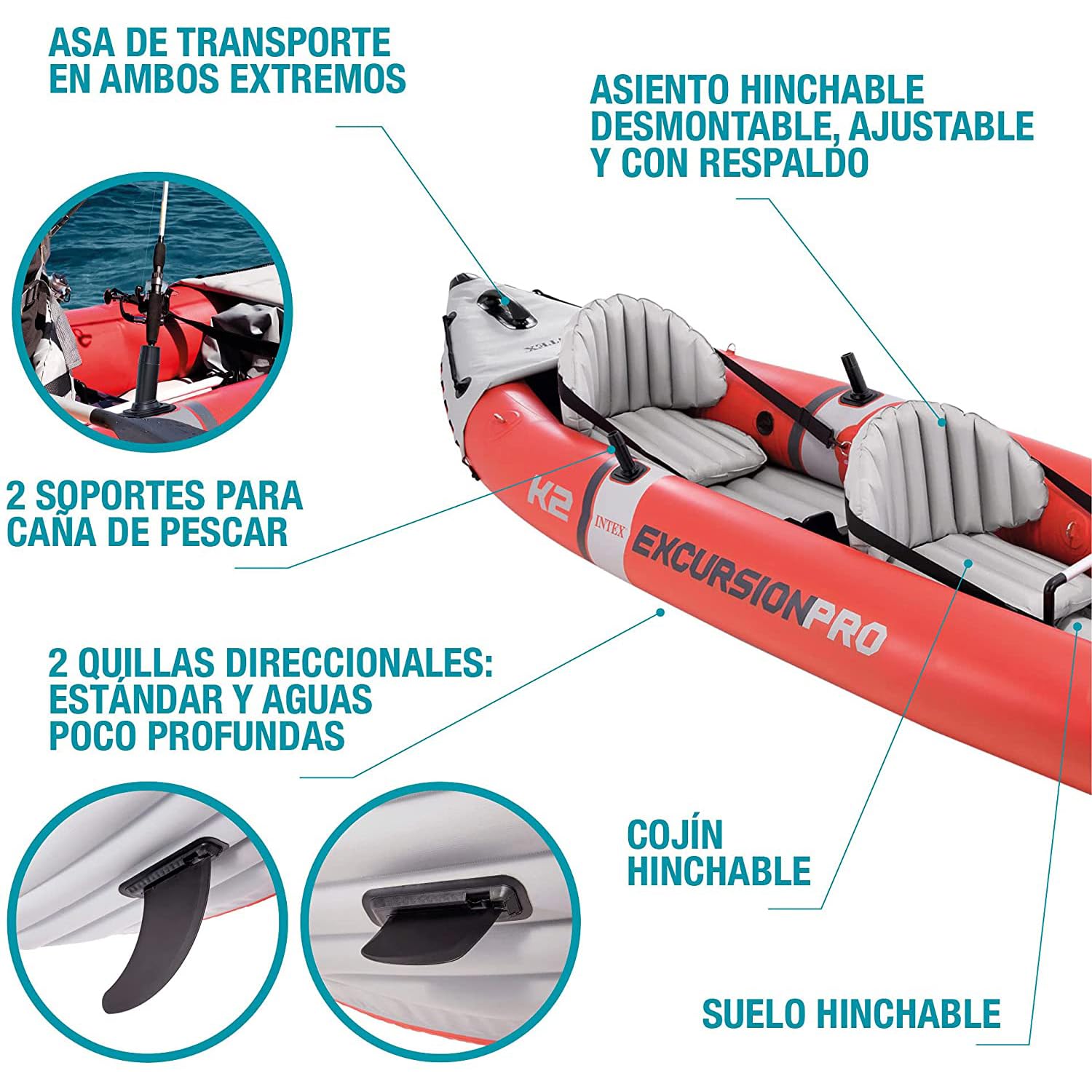 Intex Excursion Pro K2 2-Person Inflatable Kayak with Aluminum Oars & High Output Pump - Perfect for Lakes, Rivers & Outdoor Adventures
