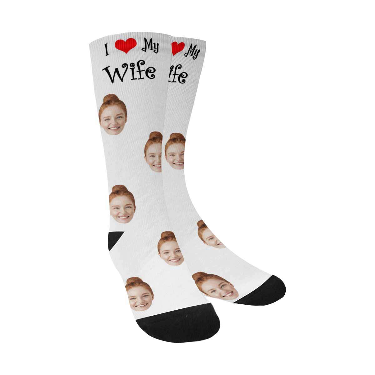 Custom Personalized Face Socks for Men - I Love My Wife Couple Gift - Valentine's Day Present for Him - Perfect for Anniversaries, Romantic Gifts & Special Occasions