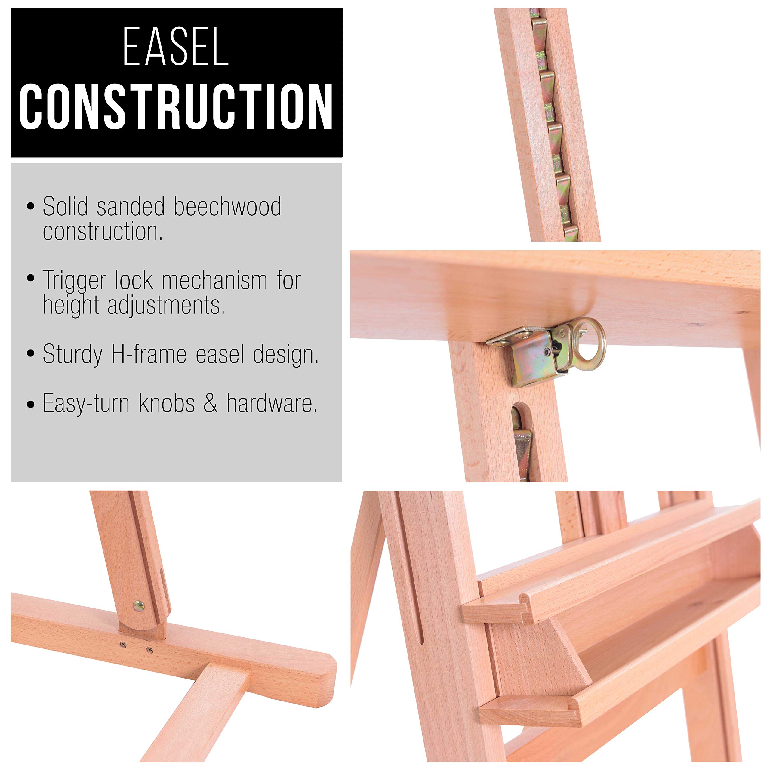 U.S. Art Supply Adjustable H-Frame Studio Easel - 96