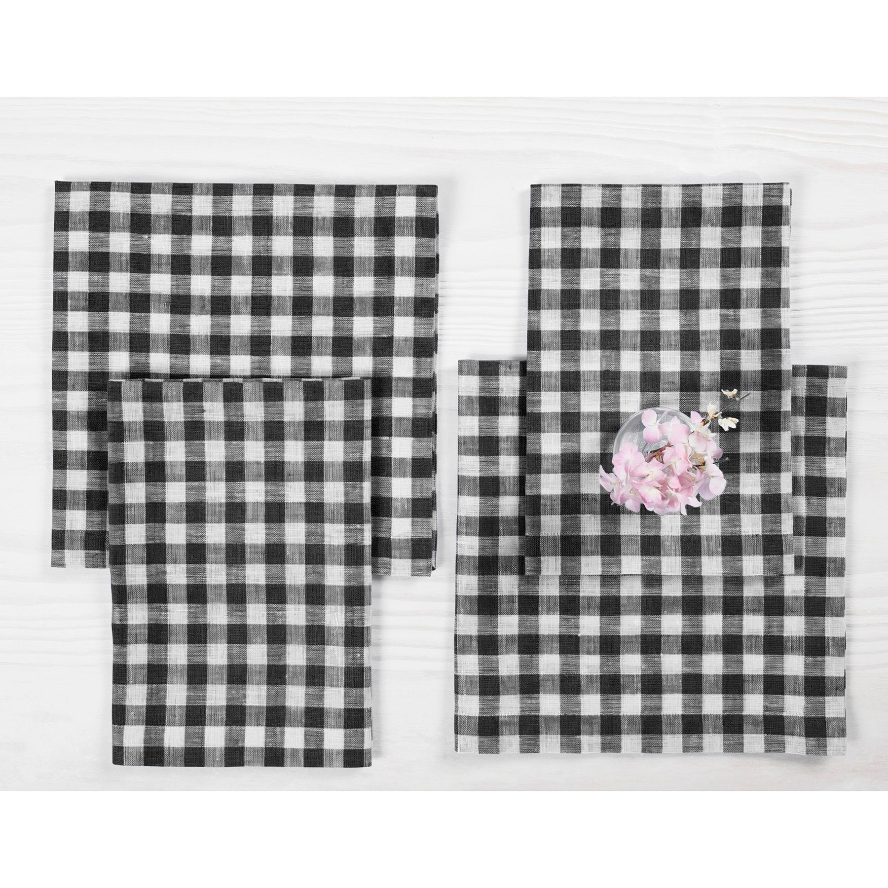 Premium Gingham Checkered Napkins Set of 4 - 100% Cotton Kitchen & Dining Cloth for Parties, Picnics, and Everyday Use