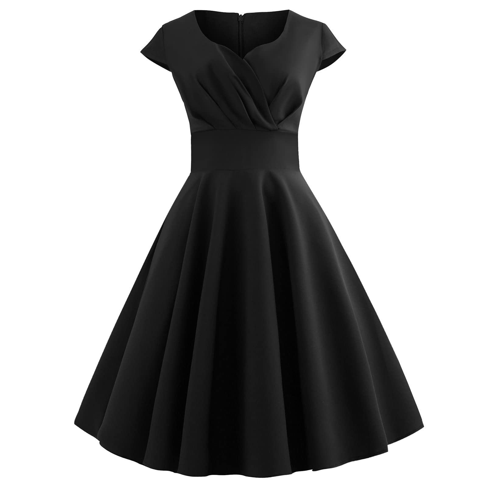Breathable Polyester Women's Loose Short Sleeve Cocktail Dress with Ruffled Deep V-Neck for Spring Evening & Casual Wear | Perfect for Parties, Dates & Special Occasions