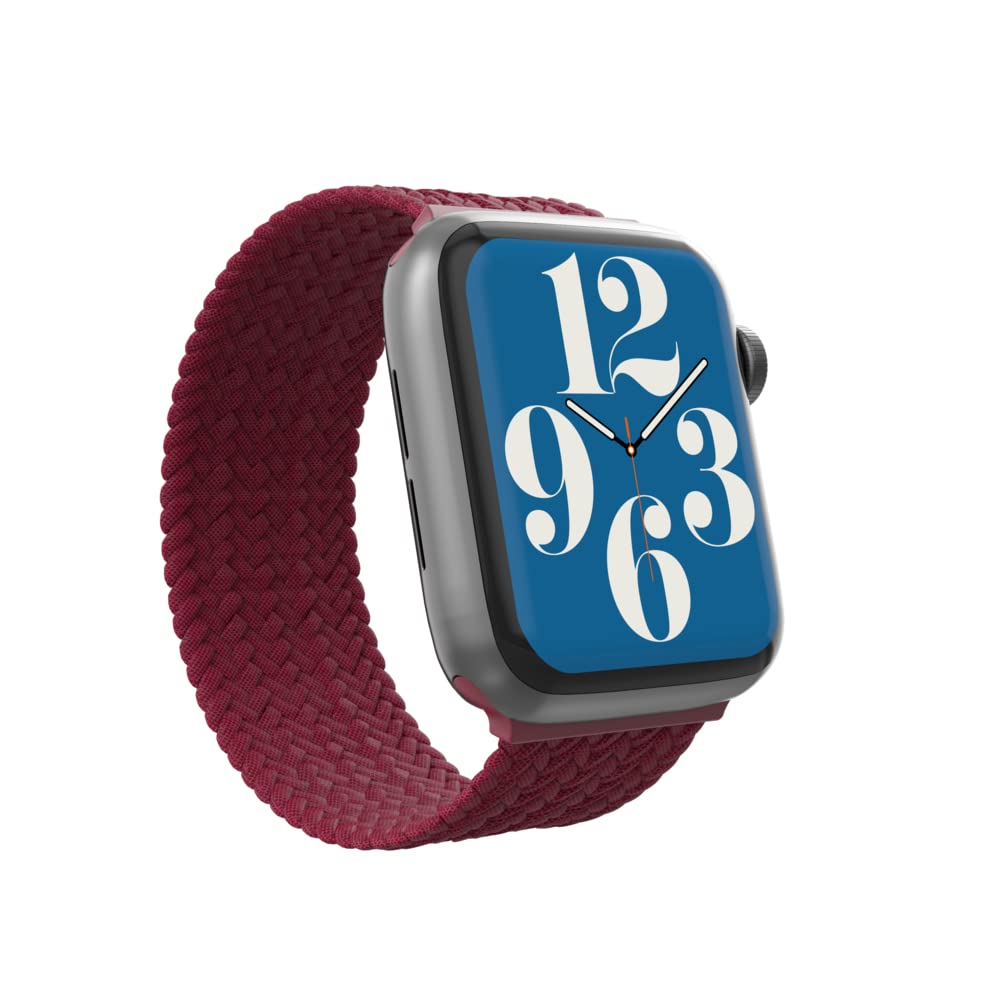 ZAGG Gear4 Braided Stretchy Solo Loop Band for Apple Watch 38mm 40mm 41mm - Medium Size, Wine Red - Compatible with iWatch Series 7/6/SE/5/4/3/2/1 - Comfortable Elastic Strap for Workouts, Running & Everyday Wear (705009497)