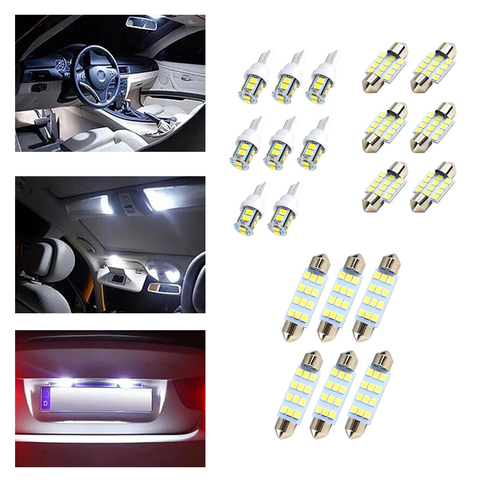 20 PCS T10 LED Bulb Kit - 31mm & 42mm 6000K White Car Interior Lights for Dome, Map, Trunk & License Plate - Perfect for Night Driving & Vehicle Customization