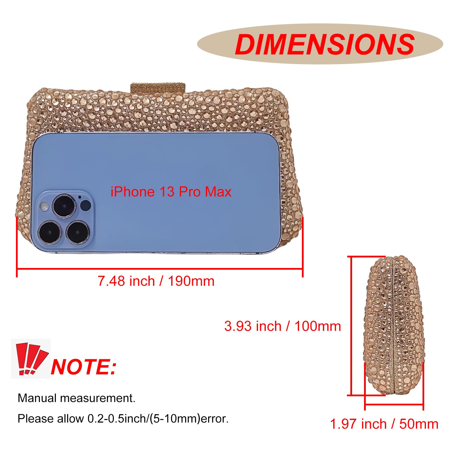 Sparkly Rhinestone Clutch Handbag for Women - Crystal Gem Evening Purse for Party, Wedding & Special Occasions | Elegant Night Out Accessory