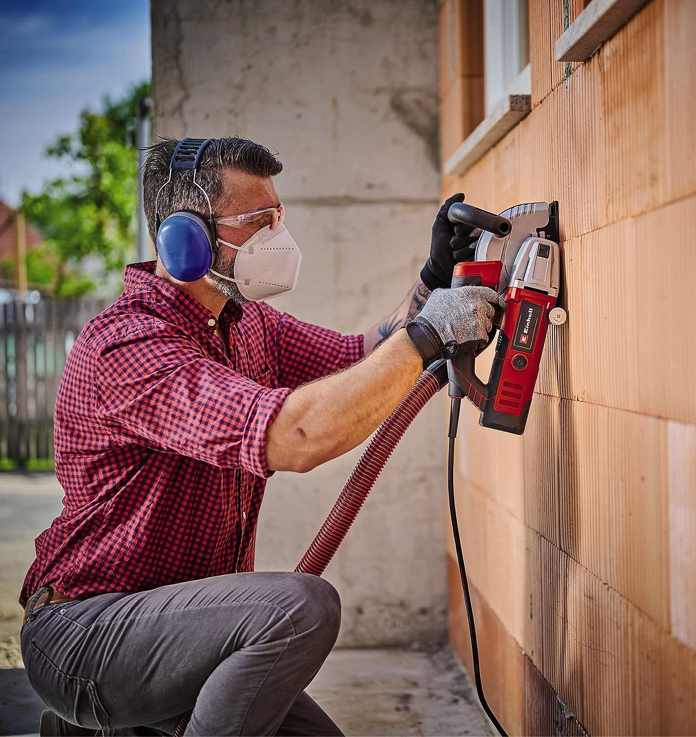 Einhell TE-MA 1500 Wall Chaser (1500W, Variable Cutting Depth & Width, Soft Start, Includes Case + 2 Diamond Blades) - Perfect for Electrical Wiring, Plumbing & DIY Wall Grooving Projects