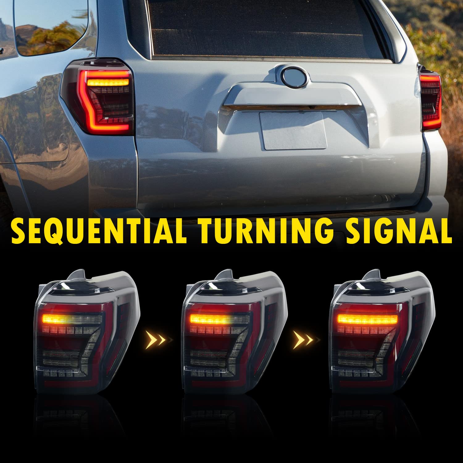 LED Tail Lights Assembly for 2014-2023 Toyota 4Runner TRD/Limited/Off-Road/SR5/Sport/Nightshade - Smoked Sequential Turn Signal & Startup Animation Brake Reverse Lights Replacement - Perfect for Off-Roading, Night Driving & Vehicle Customization