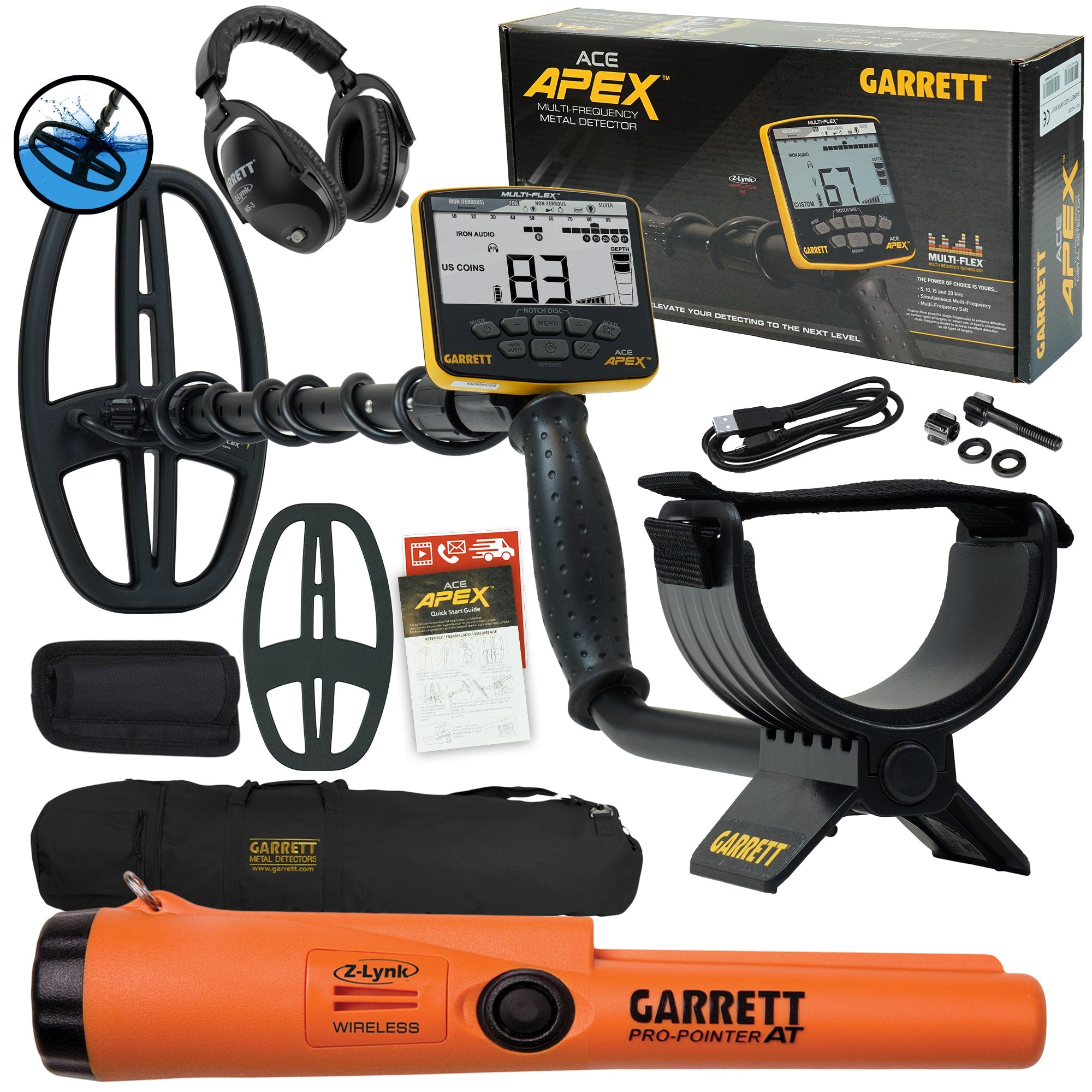 Garrett ACE APEX Metal Detector with Wireless Z Lynk Headphones, 11