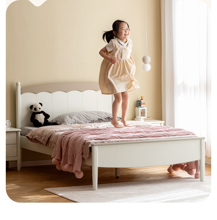 Modern Poplar Solid Wood Kids Bed - Sturdy, Safe & Eco-Friendly for Boys & Girls Bedroom, Nursery or Guest Room