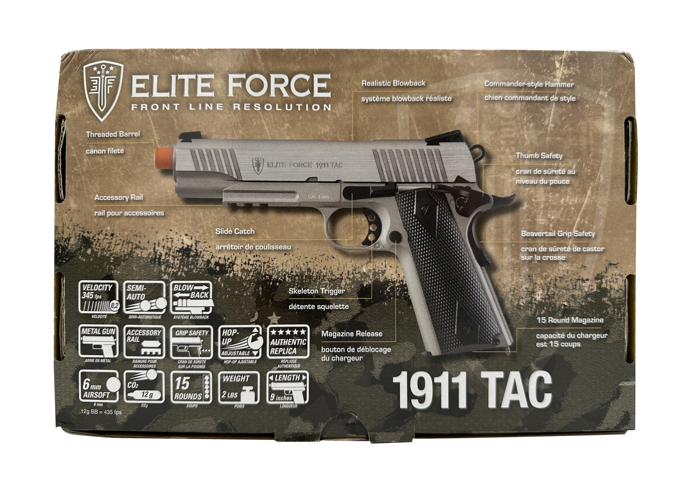Elite Force 1911 Blowback 6mm BB Pistol Airsoft Gun - Realistic CO2 Powered Airsoft Pistol for Training & Target Shooting