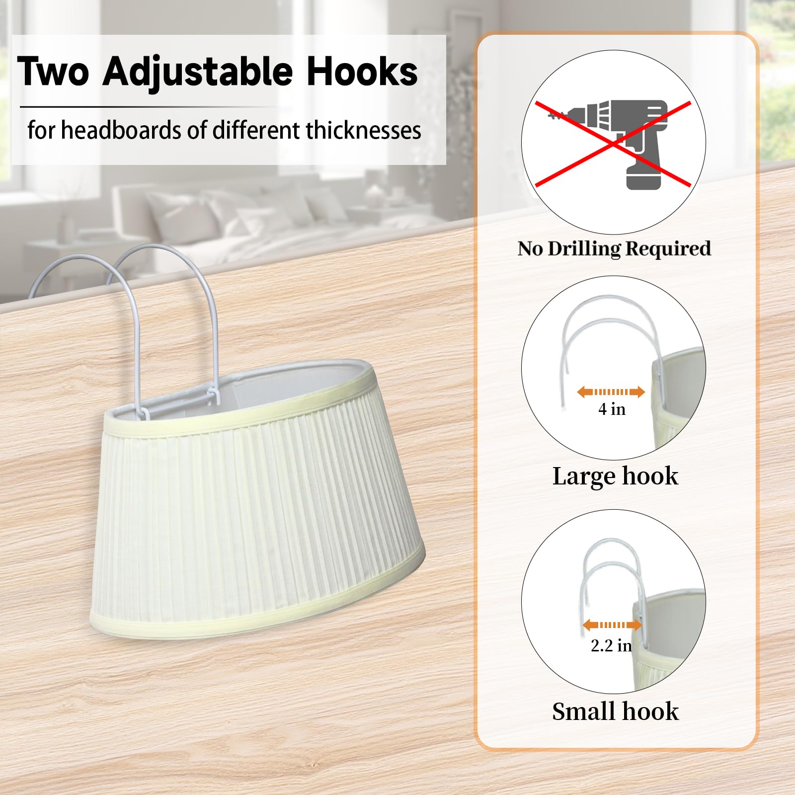 Adjustable Bed Reading Light with Soft Fabric Shade - Eye-Caring Headboard Lamp for Nighttime Book Reading, Plug-in Bedside Light for Cozy Bedtime & Relaxation