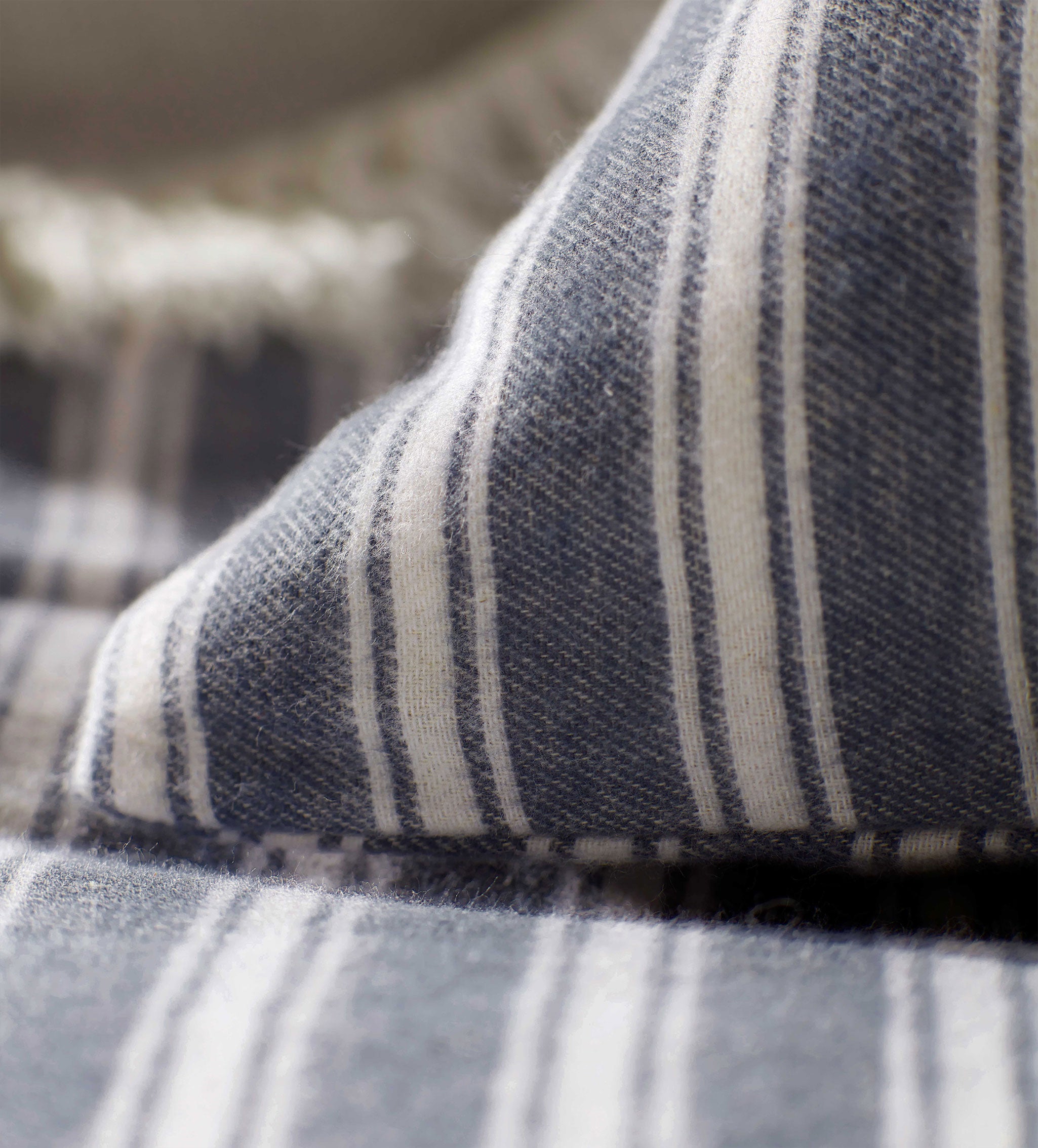 Premium 100% Organic Cotton Fitted Sheet - French Blue Fred Stripe Design | Soft Brushed Fabric for Ultimate Comfort | Perfect for Master Bedroom, Guest Room & Dorm Essentials