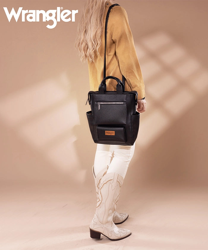 Wrangler Convertible Leather Backpack for Men & Women - Durable Travel Backpack with Adjustable Straps - Perfect for Hiking, Work & School