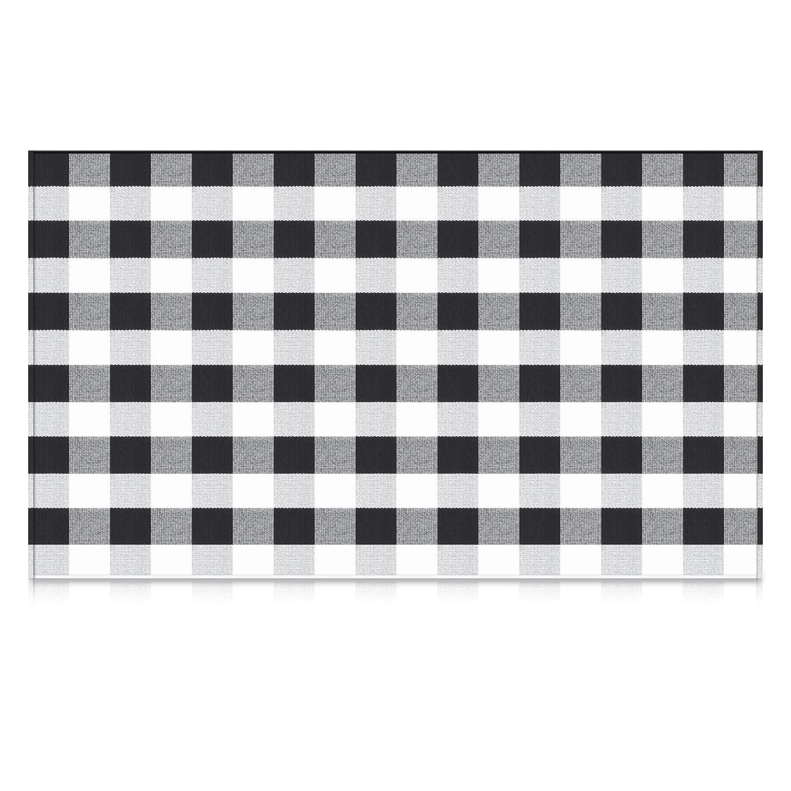 Premium Mudder Buffalo Plaid Rug 70.9 x 47.2 Inch - Black and White Checkered Rug for Indoor & Outdoor Use - Washable Woven Doormat Perfect for Front Porch, Kitchen, Farmhouse, Entryway - Adds Rustic Charm to Your Home Decor