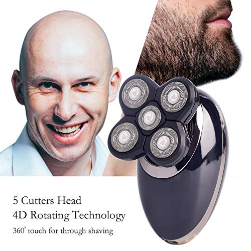 Premium Electric Razor for Men - 5 Blade 4D Floating Head Rechargeable Shaver for Bald Head & Facial Hair - Perfect for Travel, Home & Gym Use - Smooth Shaving Machine & Hair Clipper Trimmer