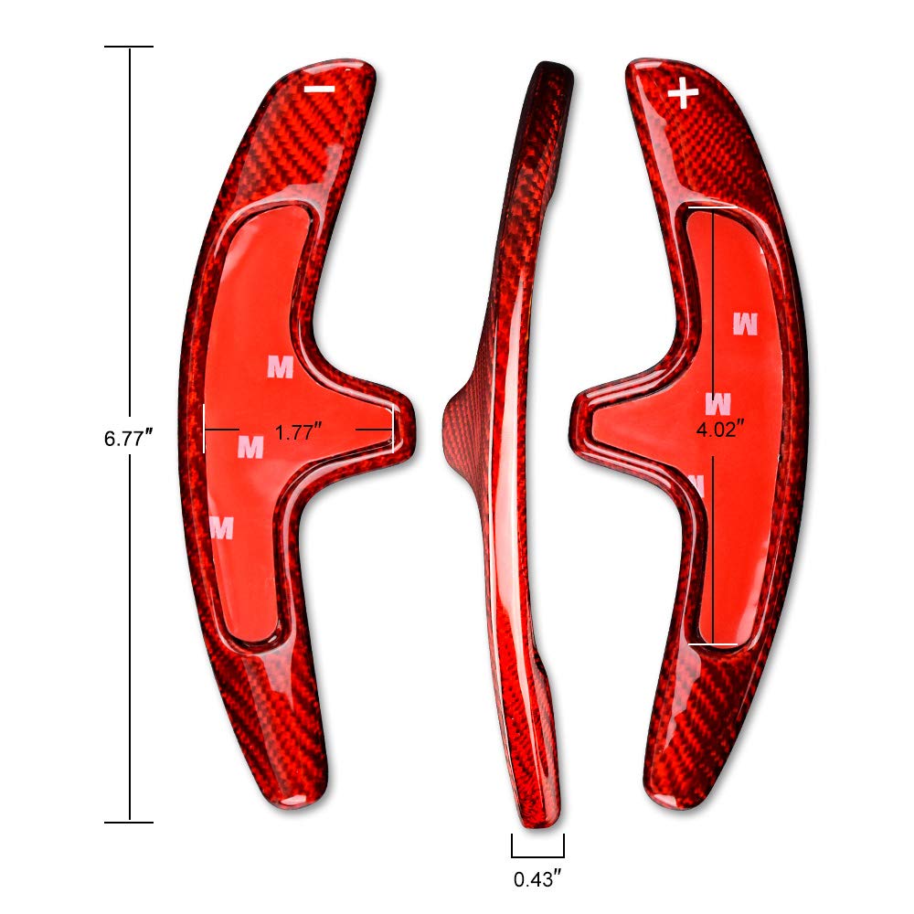 Carbon Fiber Steering Wheel Paddles Shifters for Porsche 911 Carrera 991 (2012-2019) & Cayman (2013-2019) - Red Extended Shifter Trim Cover Accessories - Enhance Driving Performance & Racing Experience