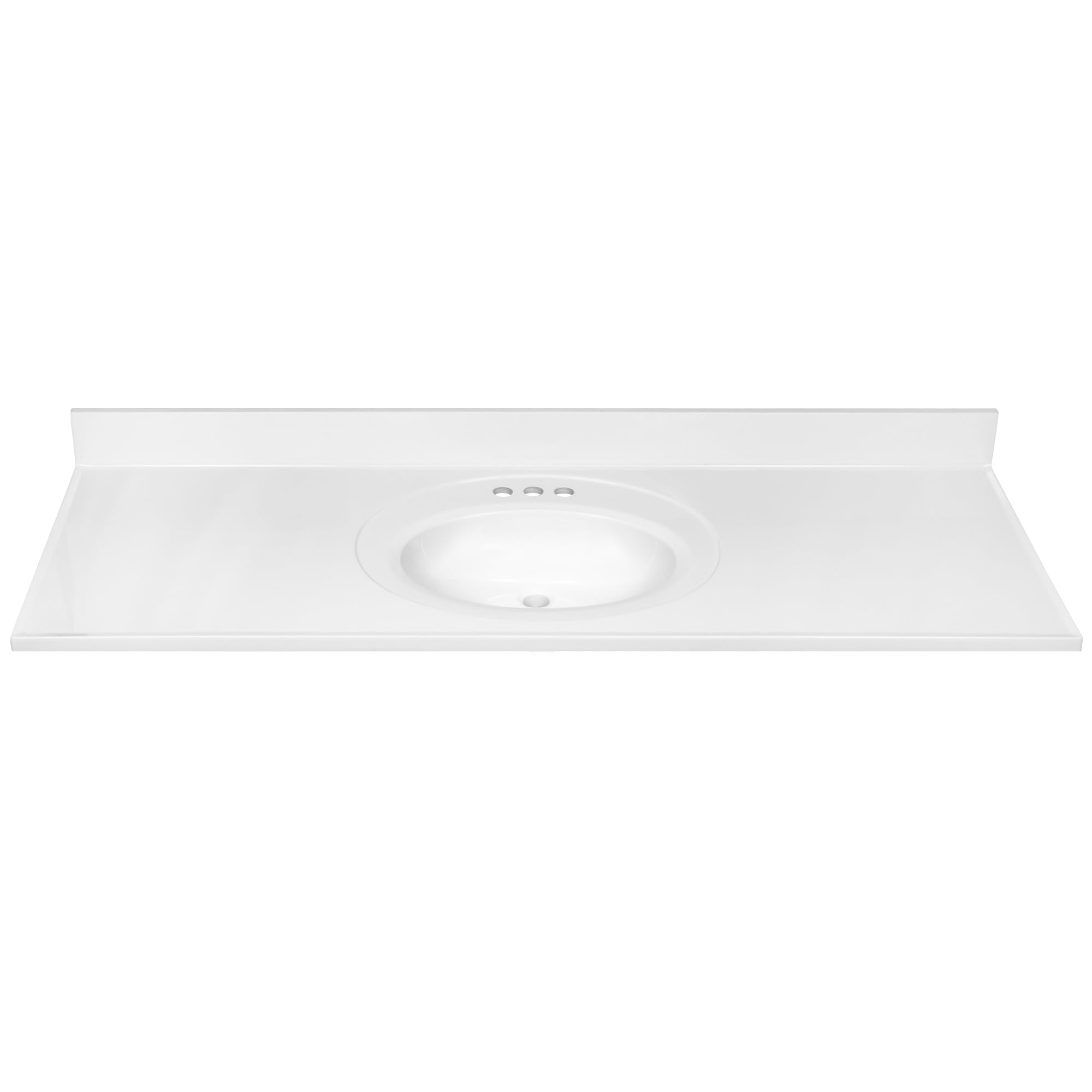 61 Inch White Cultured Marble Bathroom Vanity Top with Backsplash - Durable Modern Design for Home Renovation - Perfect for Master Bath & Powder Room Upgrades (Design House 597427)
