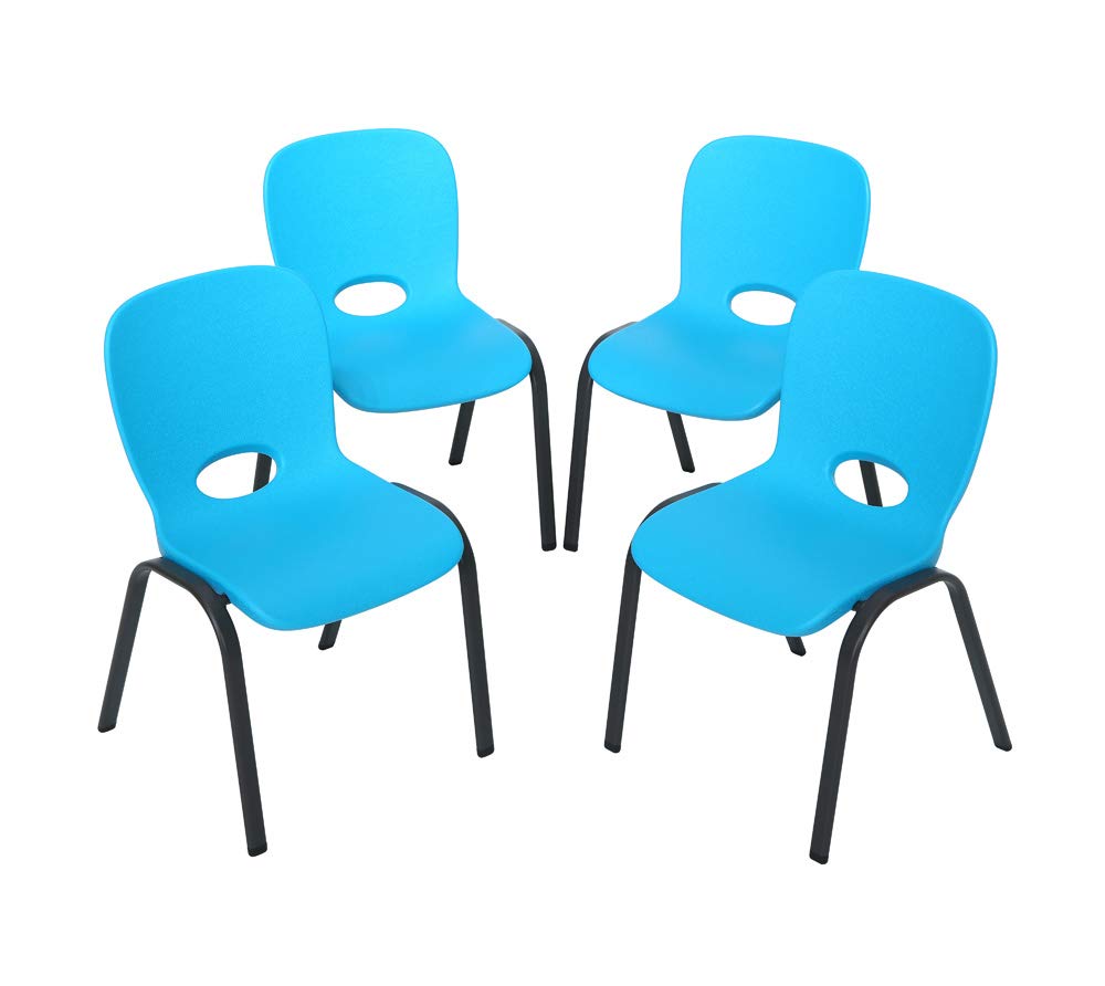 Lifetime 80472 Kids Stacking Chairs (4 Pack) - Durable Plastic Children's Chairs for Classroom, Playroom & Outdoor Use - Glacier Blue