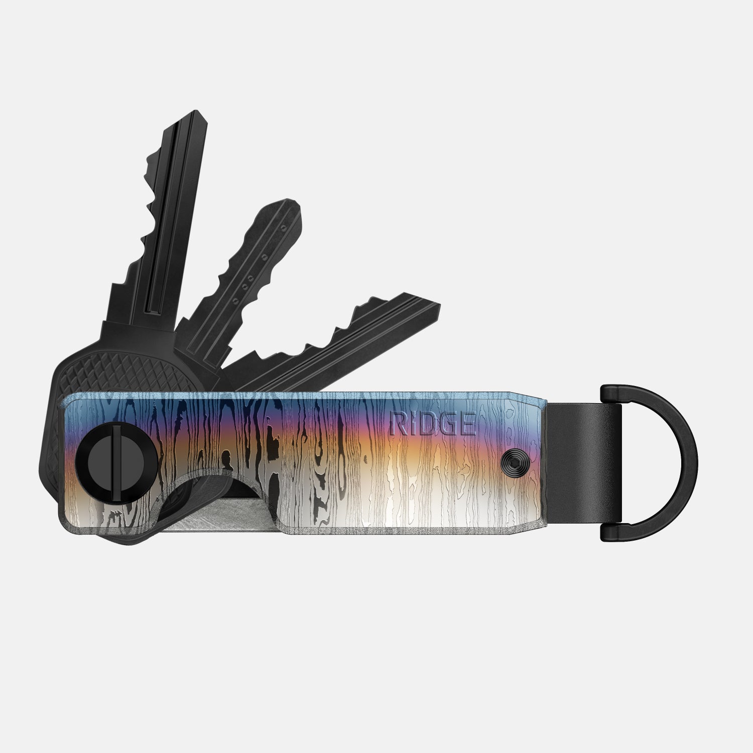Premium Ridge KeyCase - Burnt Damascus Titanium Key Holder for Men & Women - Perfect for Everyday Carry, Travel & Outdoor Adventures