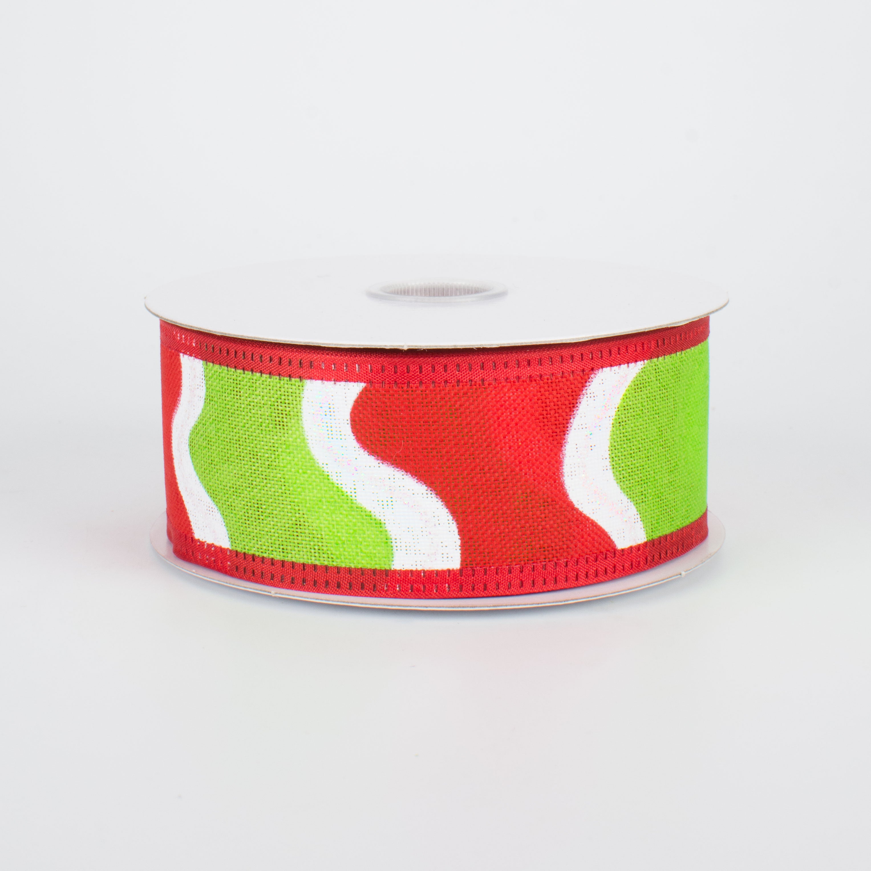 1.5 Inch Christmas Wave Stripes Ribbon - 10 Yards Red & Green Holiday Decorative Ribbon for Gift Wrapping, Tree Decorations, DIY Crafts and Party Decor