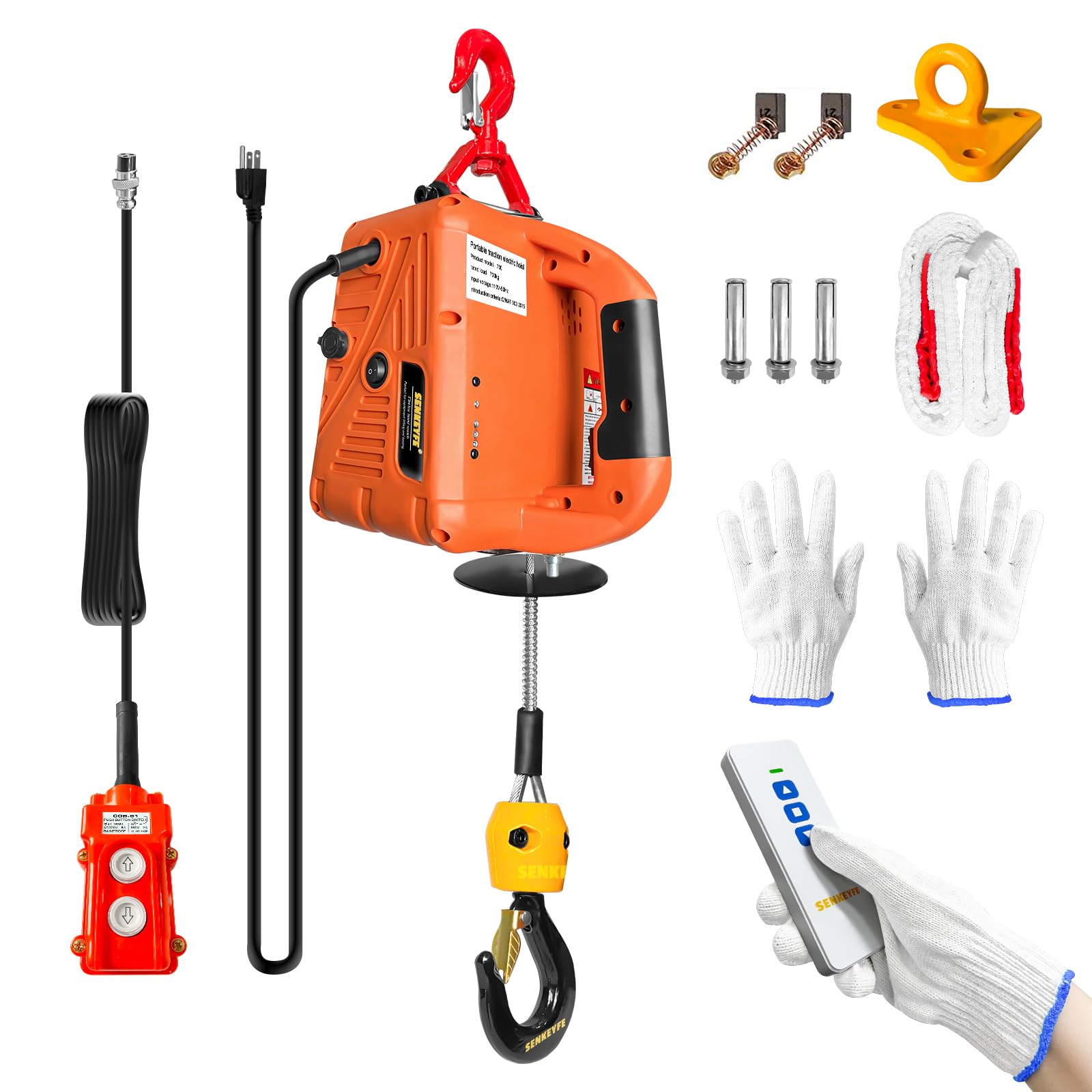 1500LBS Electric Hoist Winch - 3-in-1 Portable Lifting System with 25FT Cable & Lifting Strap - 110V Ceiling Winch for Garage, Warehouse, Construction - Perfect for Towing, Heavy Lifting, DIY Projects