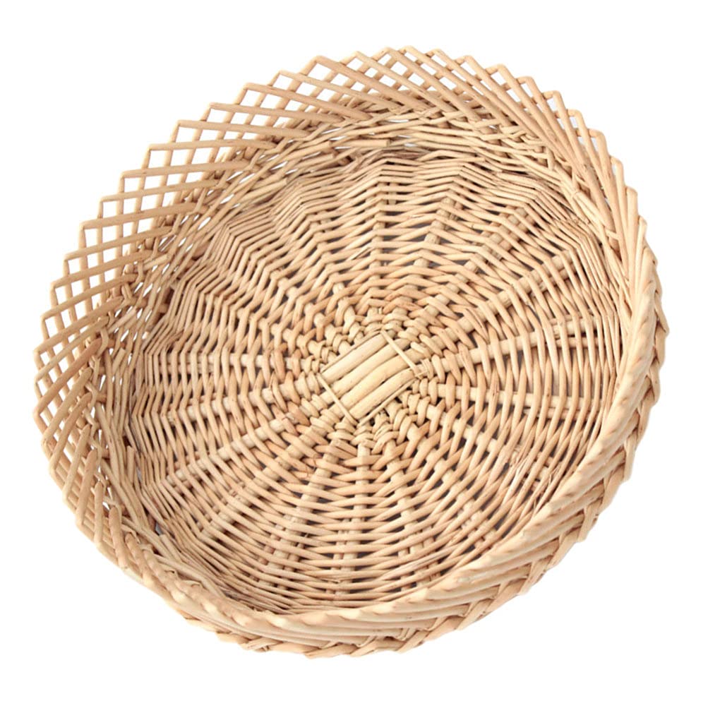 Beaupretty 10.2 Inch Round Bamboo Woven Basket Bowl - Natural Wicker Fruit & Bread Storage Basket for Farmhouse Kitchen, Picnic, Party Serving & Home Decor