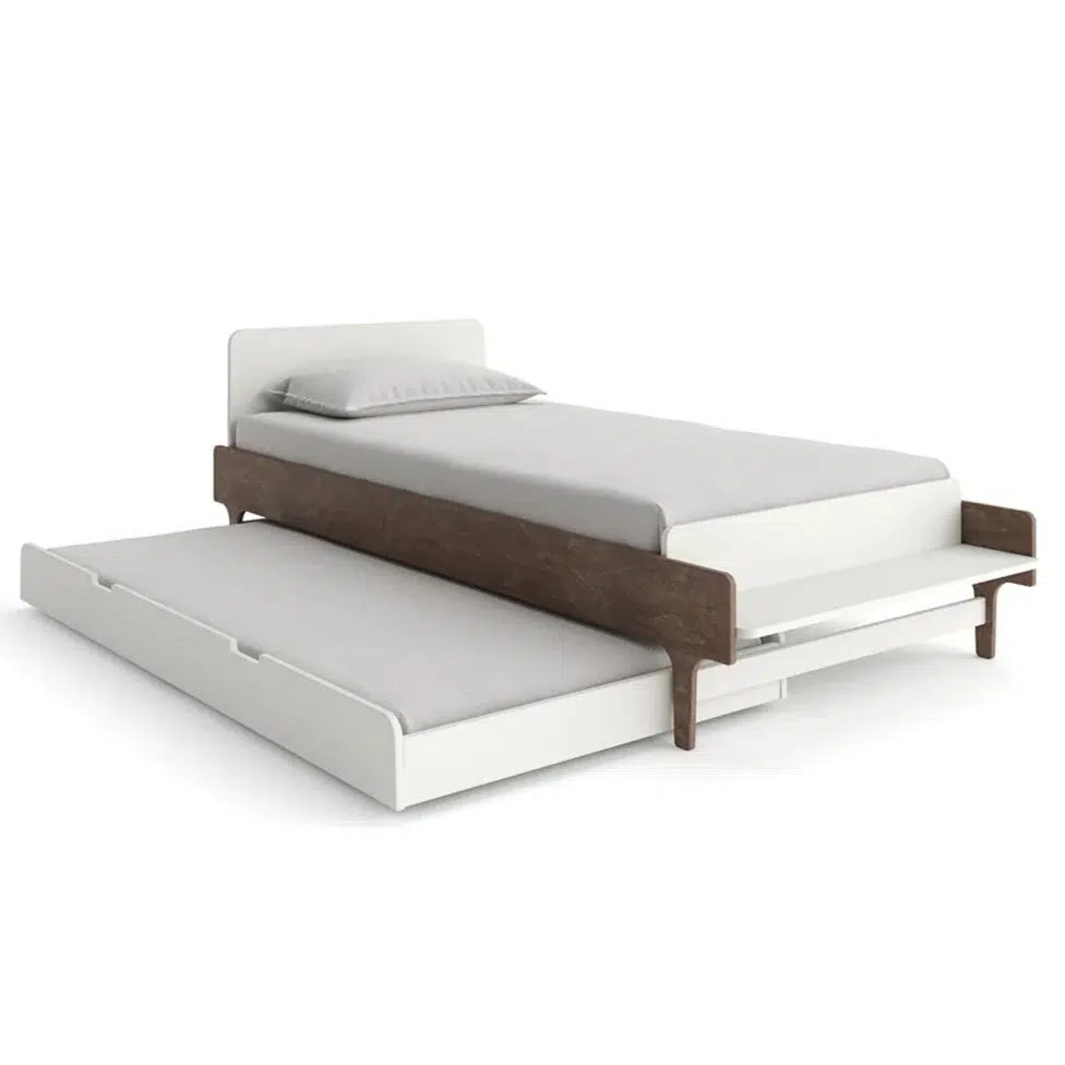 Oeuf River Bed Trundle Bed - White Twin Size Kids Trundle Bed with Storage | Perfect for Small Bedrooms, Guest Rooms & Kids' Sleepovers