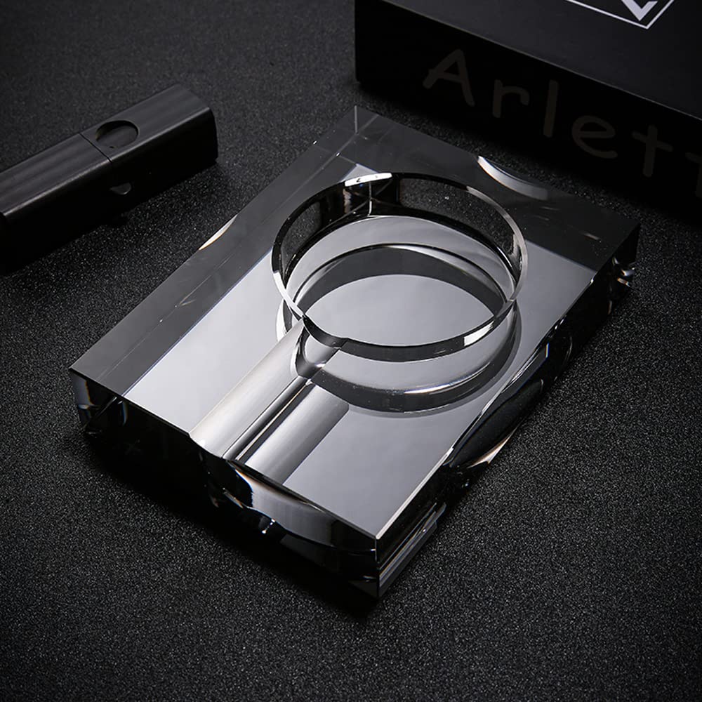 Premium Handmade Crystal Smokeless Ashtray - Elegant Portable Cigar Ashtray for Home, Office, Patio & Restaurant Use - Perfect for Indoor/Outdoor Parties & Social Gatherings (Hexagonal 15cm)