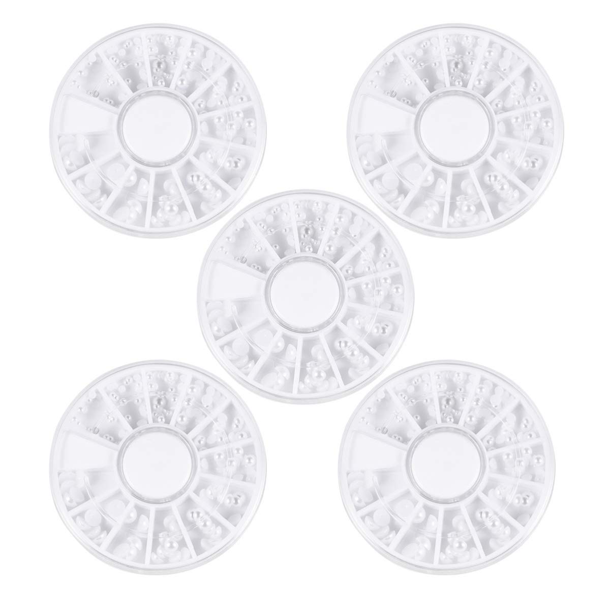 5 Pack 12mm Flatback Nail Pearls for Nail Art & Jewelry Making - DIY Manicure Decor