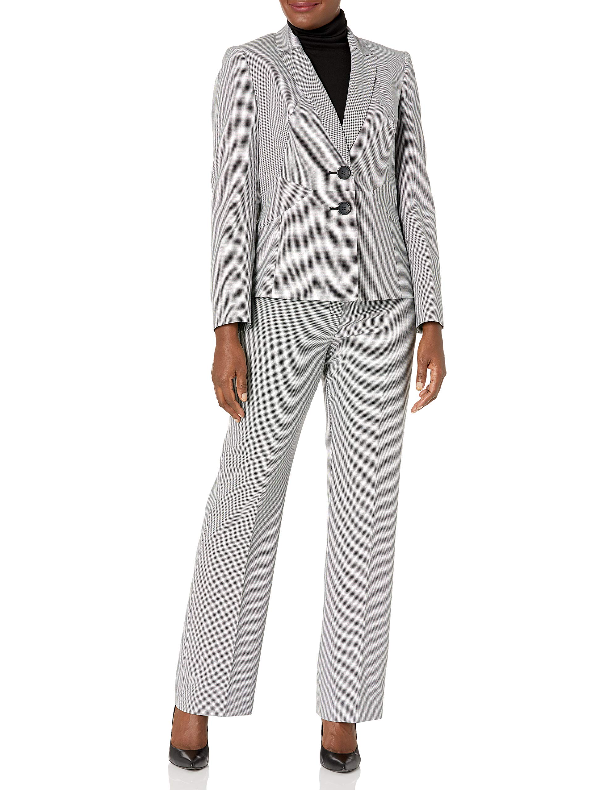 Le Suit Women's Cross Dye Melange 2 Button Peak Lapel Pant Suit - Professional Business Attire for Office, Interviews & Formal Events