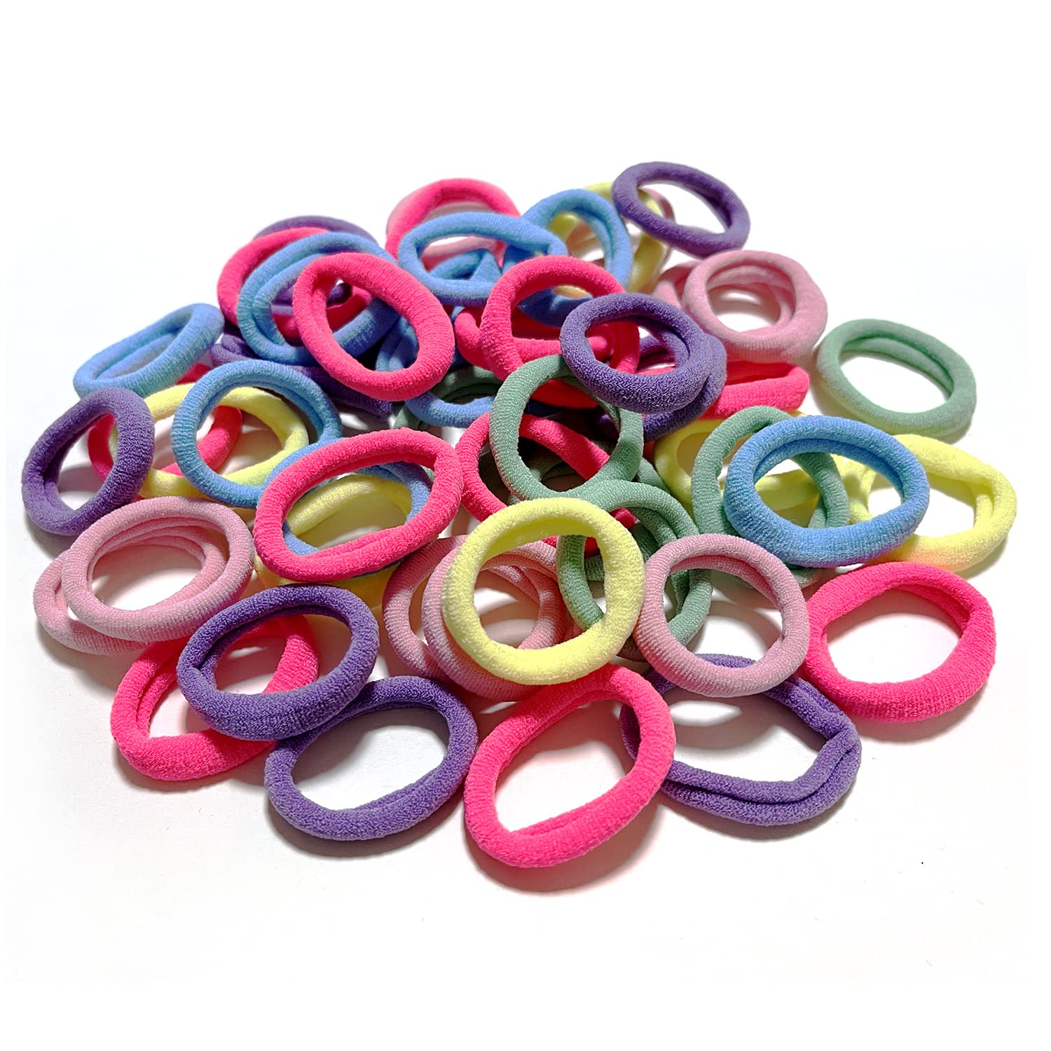 50 Pcs Seamless Hair Ties for Women & Girls - Soft Elastic Ponytail Holders (3cm, Candy Color Mix) - Perfect for School, Workouts, Yoga and Daily Styling