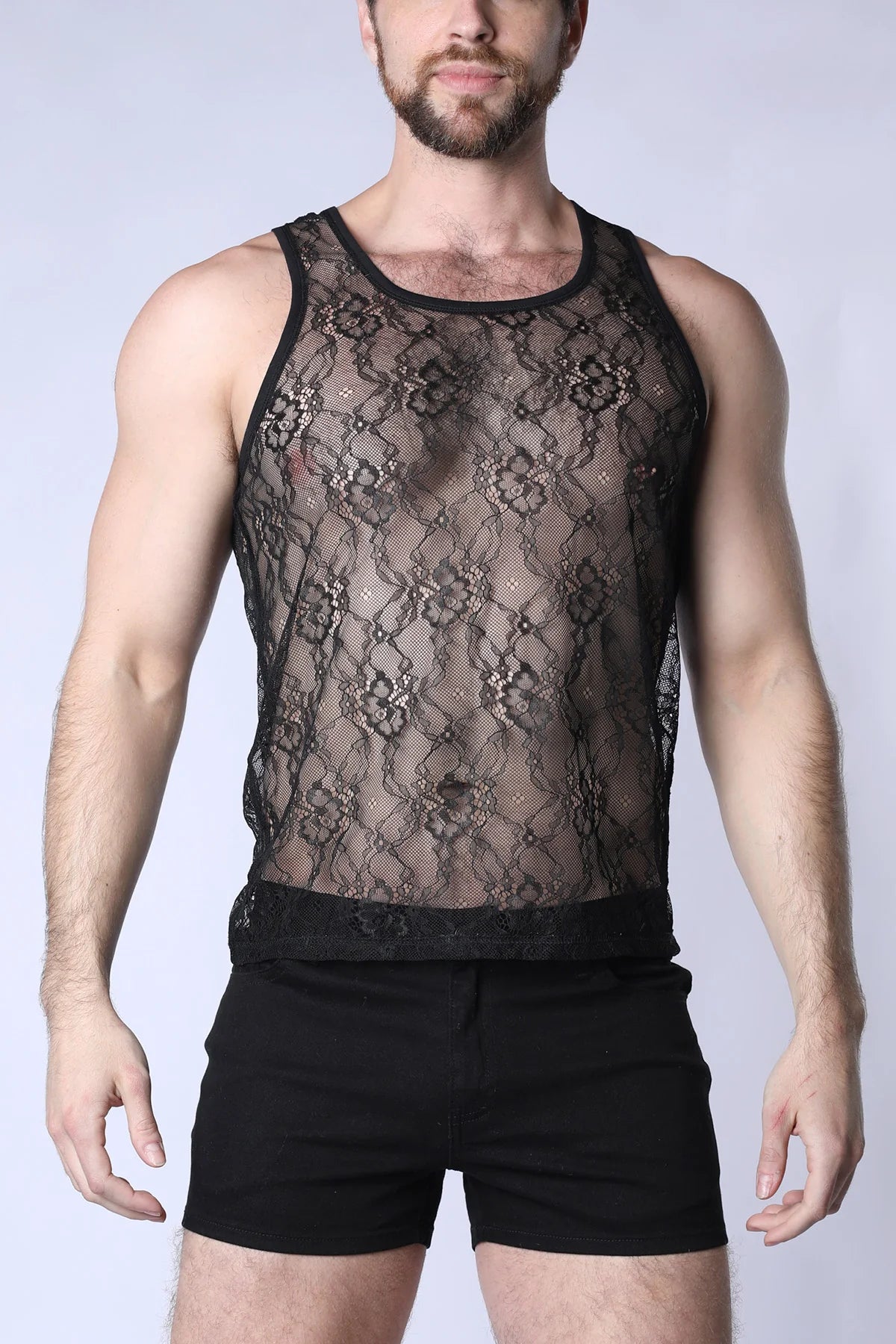Timoteo Positano Black Lace Tank Top for Women - Elegant Summer Blouse, Perfect for Beach, Date Night & Casual Outfits