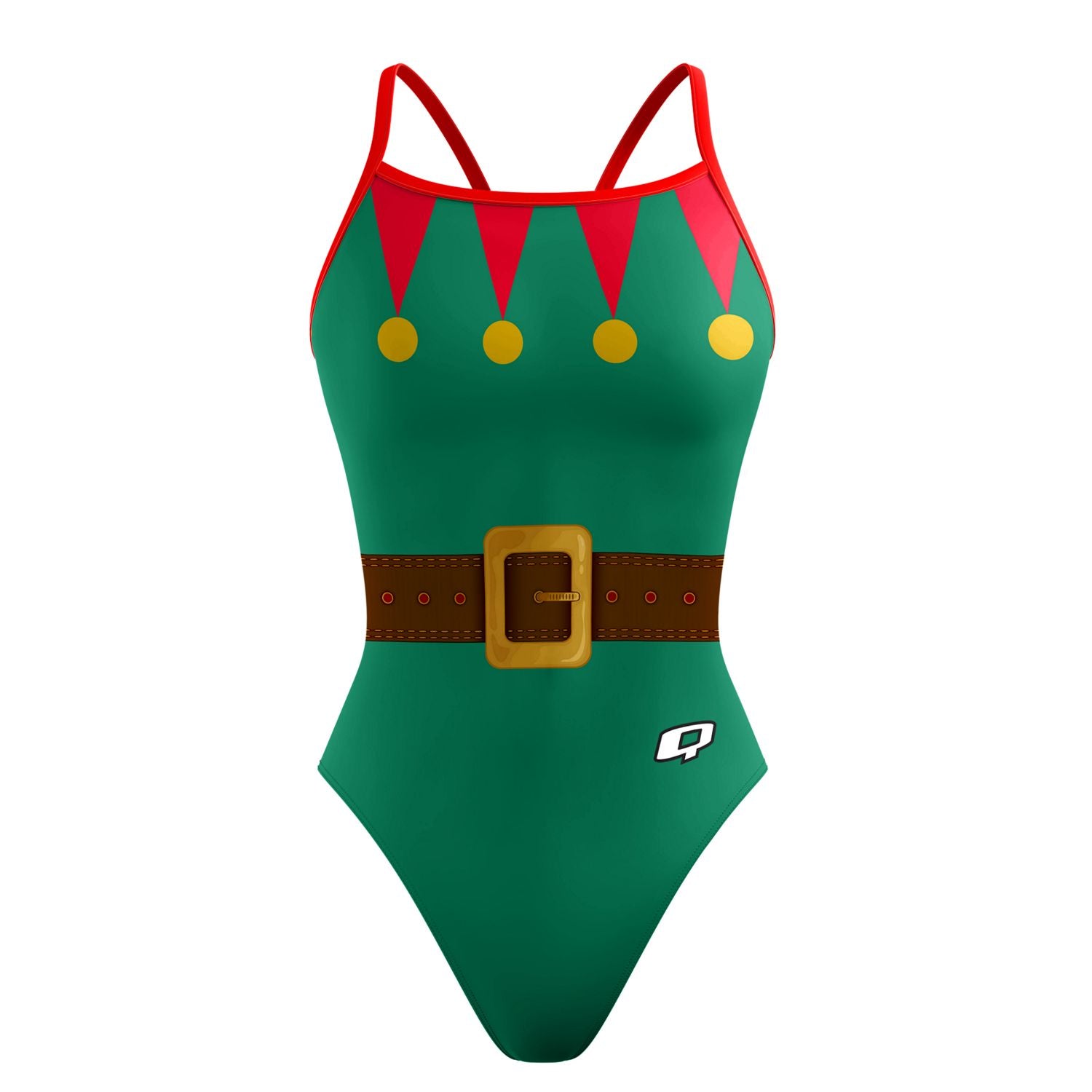 Santa's Helper Sunback Tank Swimsuit - Women's Flattering One Piece Bathing Suit for Beach, Pool & Summer Vacations