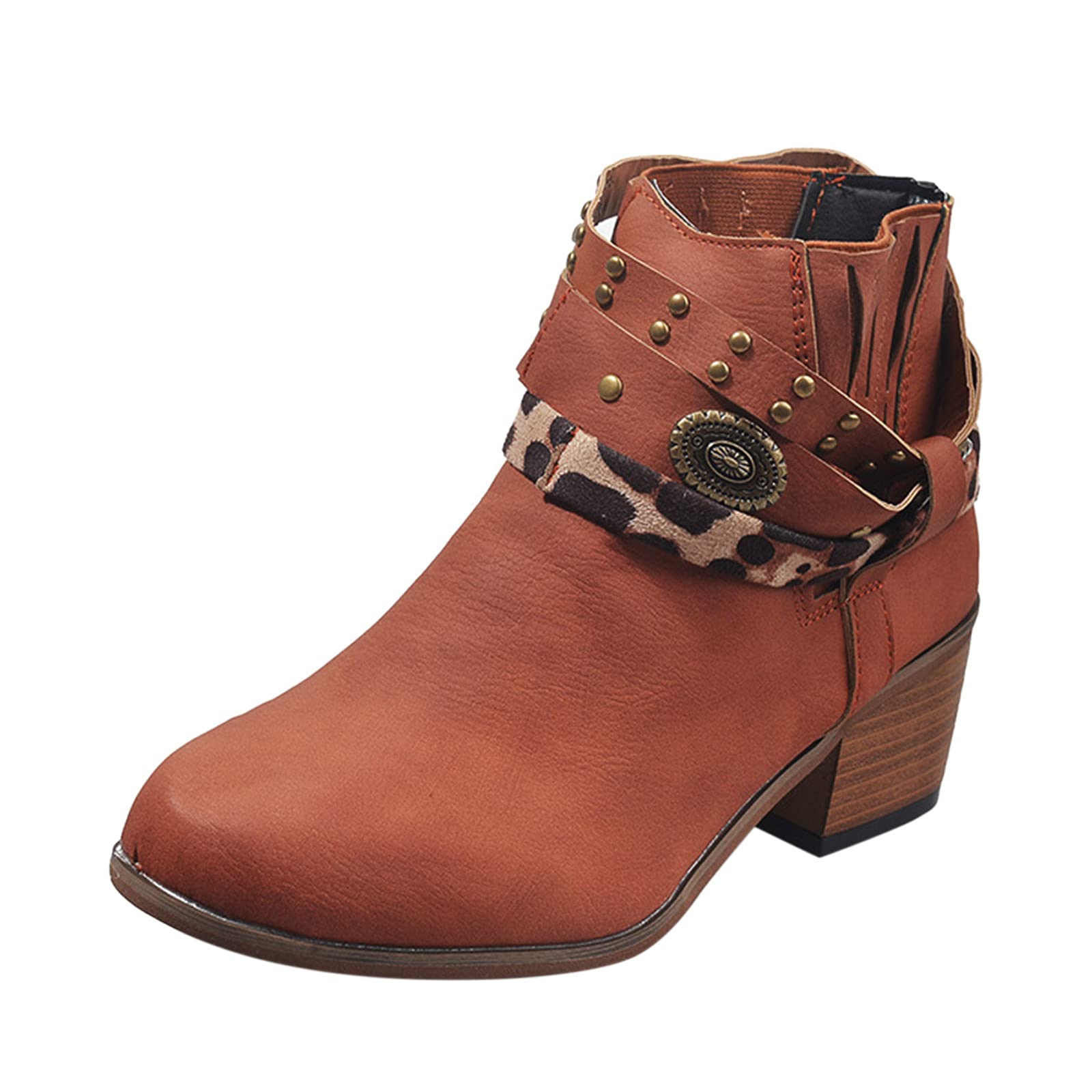 Women's Peep Toe Booties - Waterproof Mid Calf Combat Boots with Low Heel, Retro Army Style for Outdoor, Hiking & Fashion Streetwear