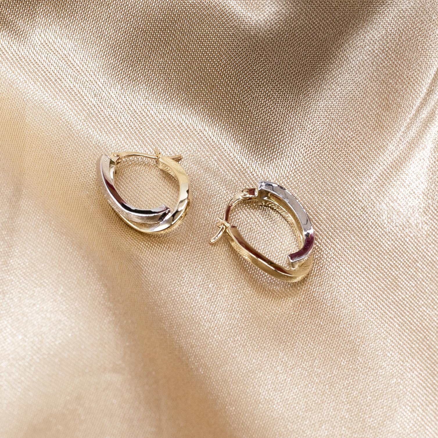 Carissima 9K Two-Tone Gold Wave Creole Earrings for Women | Elegant Hoop Earrings for Everyday Wear & Special Occasions